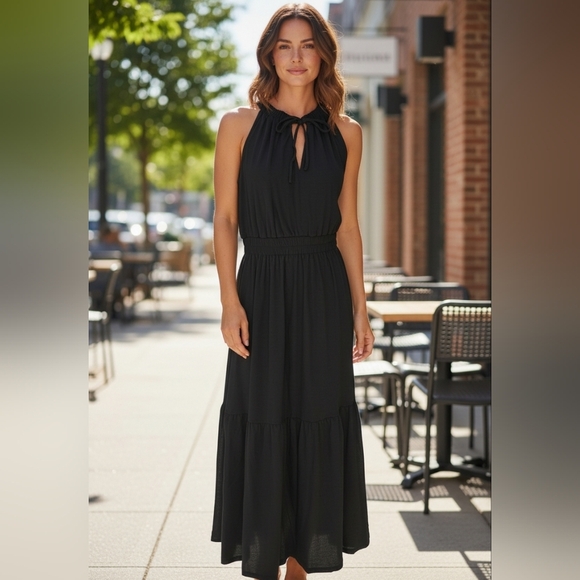 Zaful Dresses & Skirts - Zaful Black Sleeveless Comfy Layered Maxi Dress NWT Medium